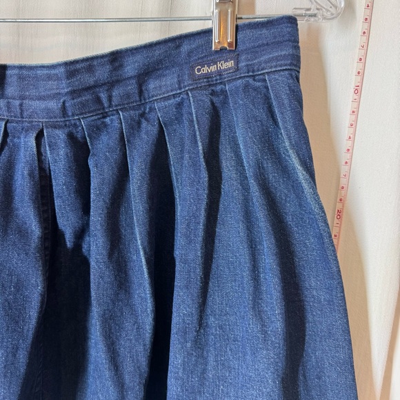 Vintage Calvin Klein Denim Pleated Skirt - Picture 4 of 8